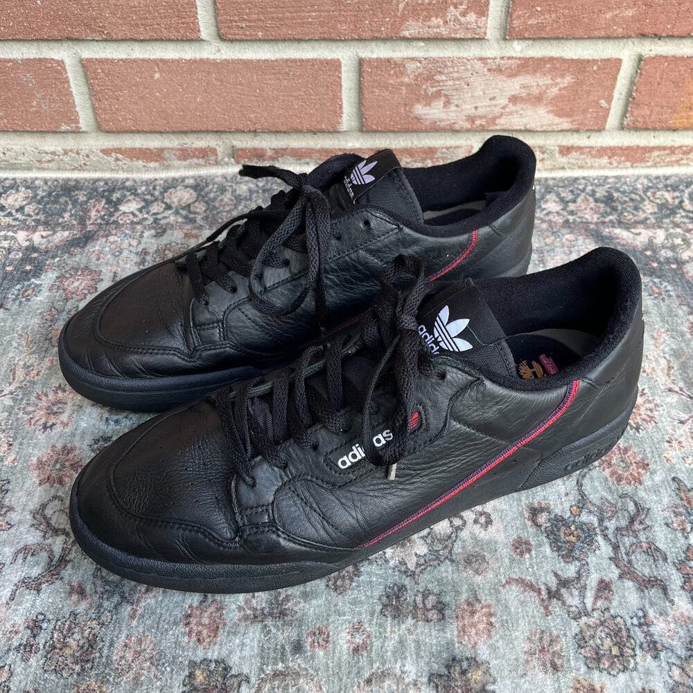 Adidas Continental 80 Rascal Core Black / Men's 13 / Red Leather B41672 Retro